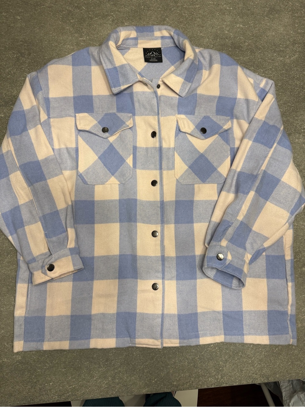 EUC Light Blue and White Buffalo Plaid Shacket -Size XL